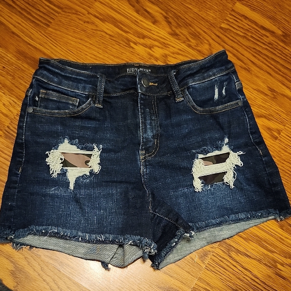 Judy Blue Dark Wash Distressed Jean Shorts